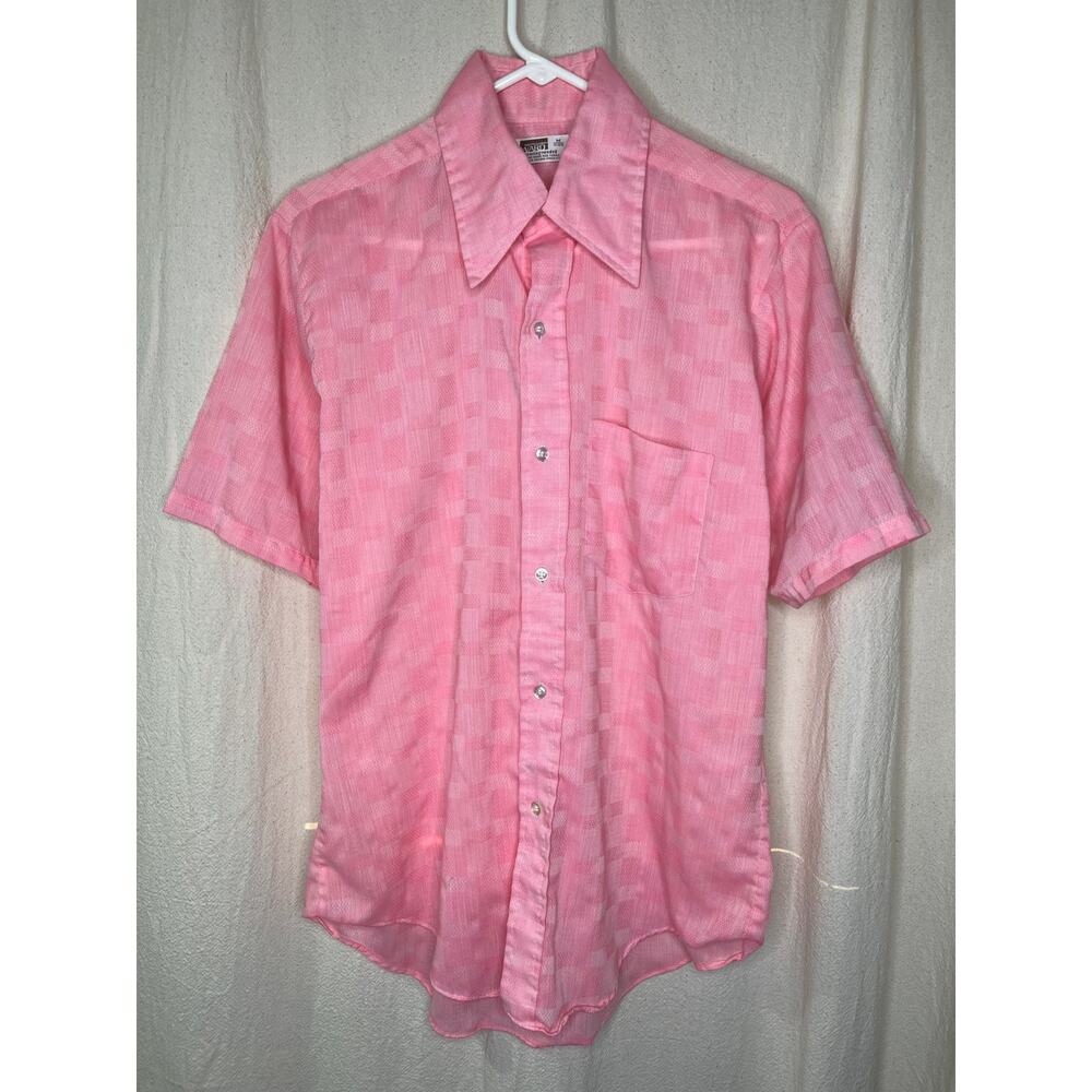 1970s Montgomery Ward Barbie Disco Checker Saturday Night Fever Dagger Shirt M